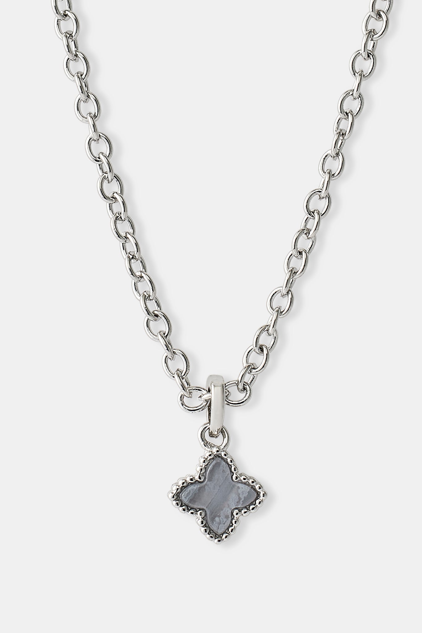 Blue Agate Motif Pendant Necklace - 8mm