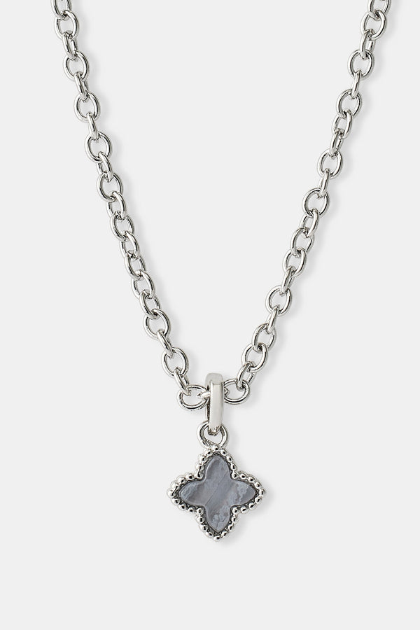 Blue Agate Motif Pendant Necklace - 8mm