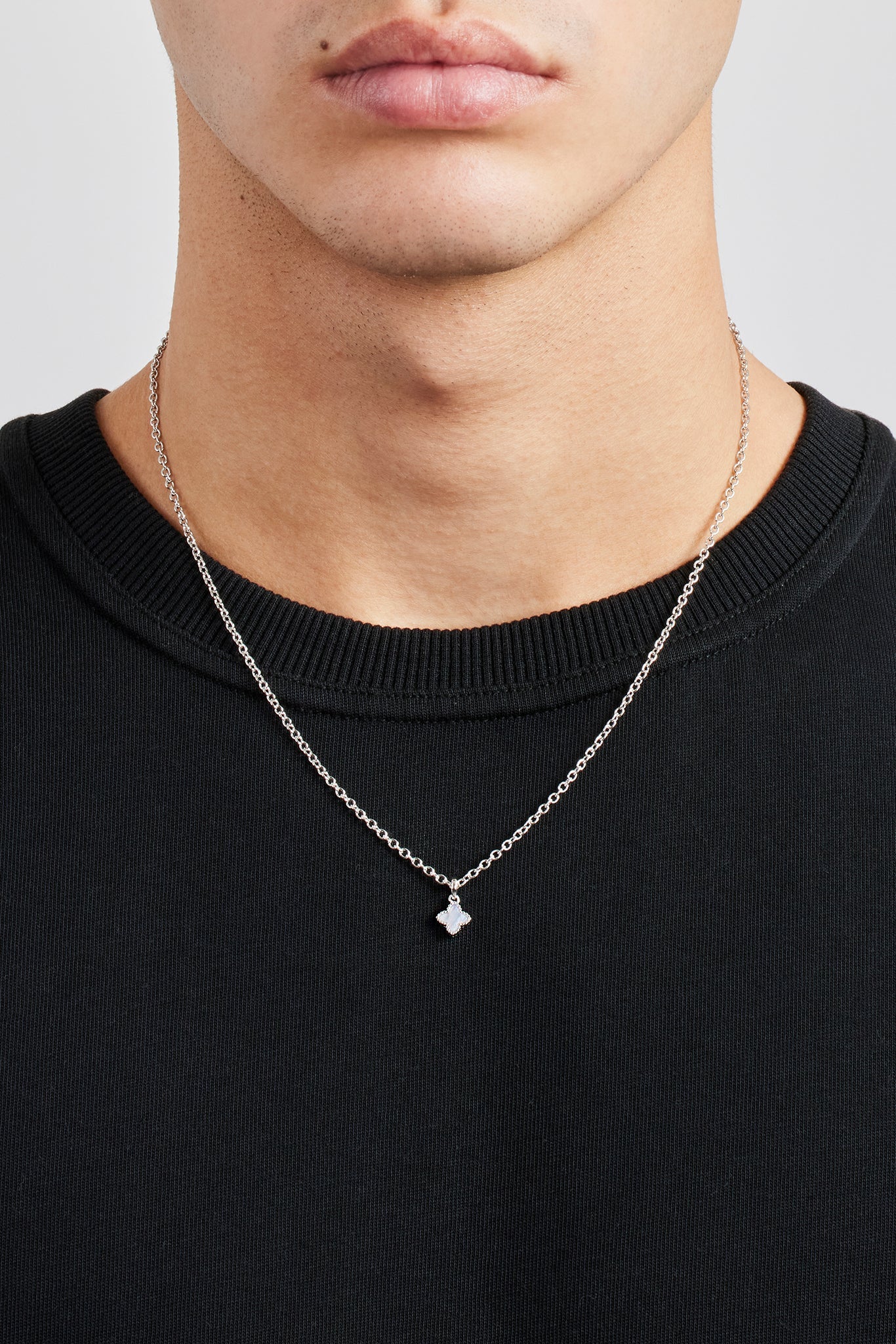 Blue Agate Motif Pendant Necklace - 8mm