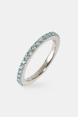 Micro Light Blue Tennis Ring - 2.5mm - White