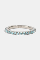 Micro Light Blue Tennis Ring - 2.5mm - White