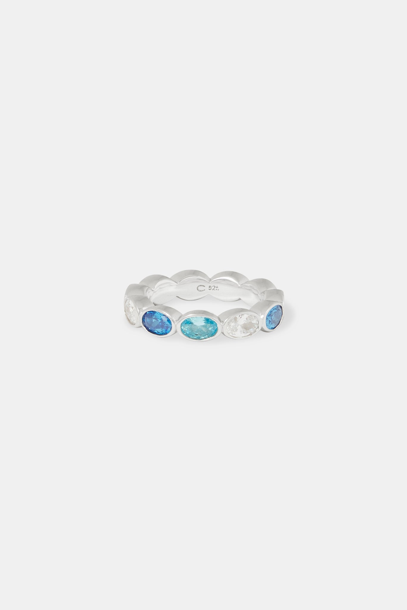 Iced Blue Oval Stone Ring - 6mm