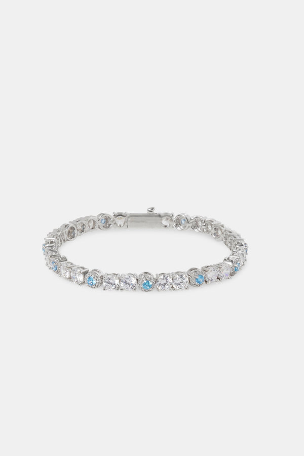 Blue CZ Cluster Tennis Bracelet - 5mm