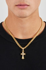 Chunky Cross Polished Cuban Chain - 5mm - Gold