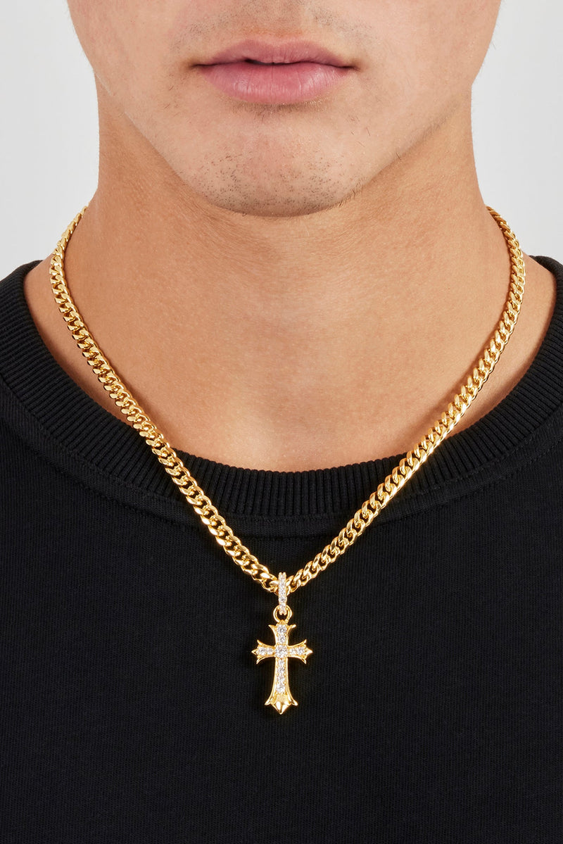 Chunky Cross Polished Cuban Chain - 5mm - Gold