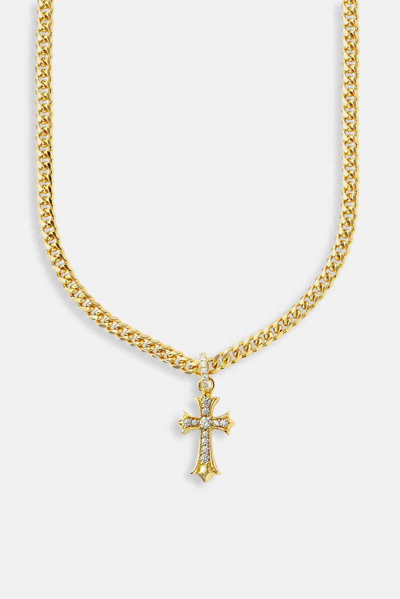 Chunky Cross Polished Cuban Chain - 5mm - Gold