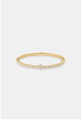 Single Circle Tennis Bracelet - 3mm - Gold