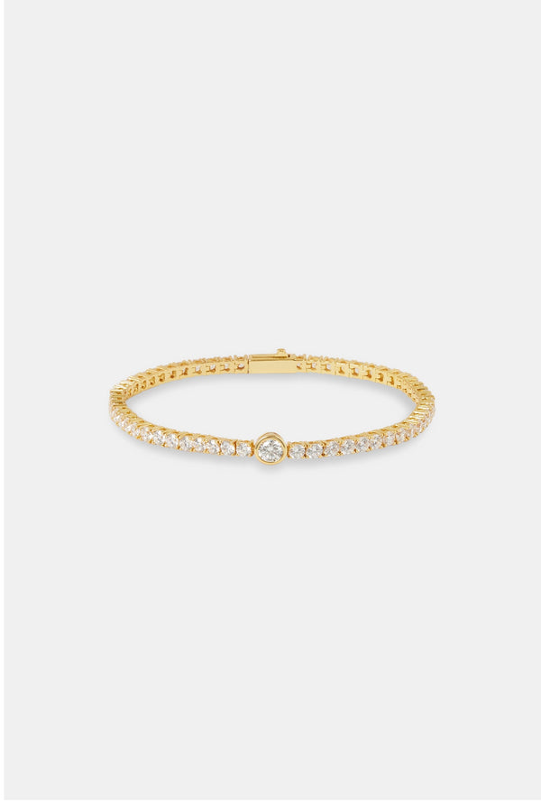 Single Circle Tennis Bracelet - 3mm - Gold