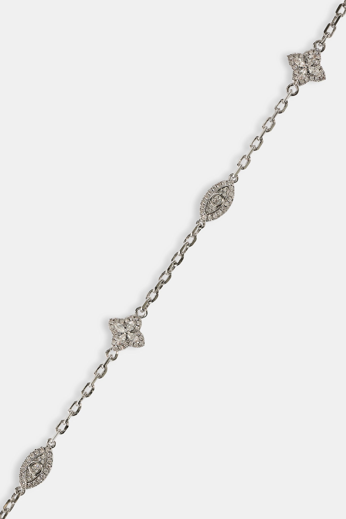 Clear CZ Baguette Motif Rolo Bracelet -  8mm