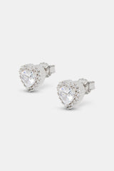 Clear CZ Heart Cluster Stud Earrings - 10mm