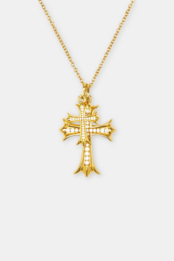 Double Iced Cross Necklace