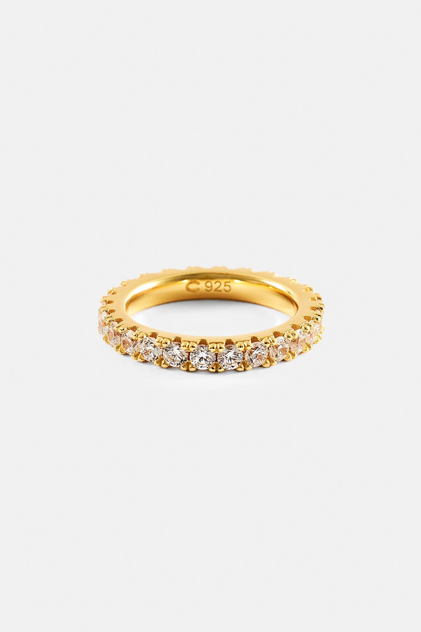 Iced Tennis Ring - 3mm - Gold
