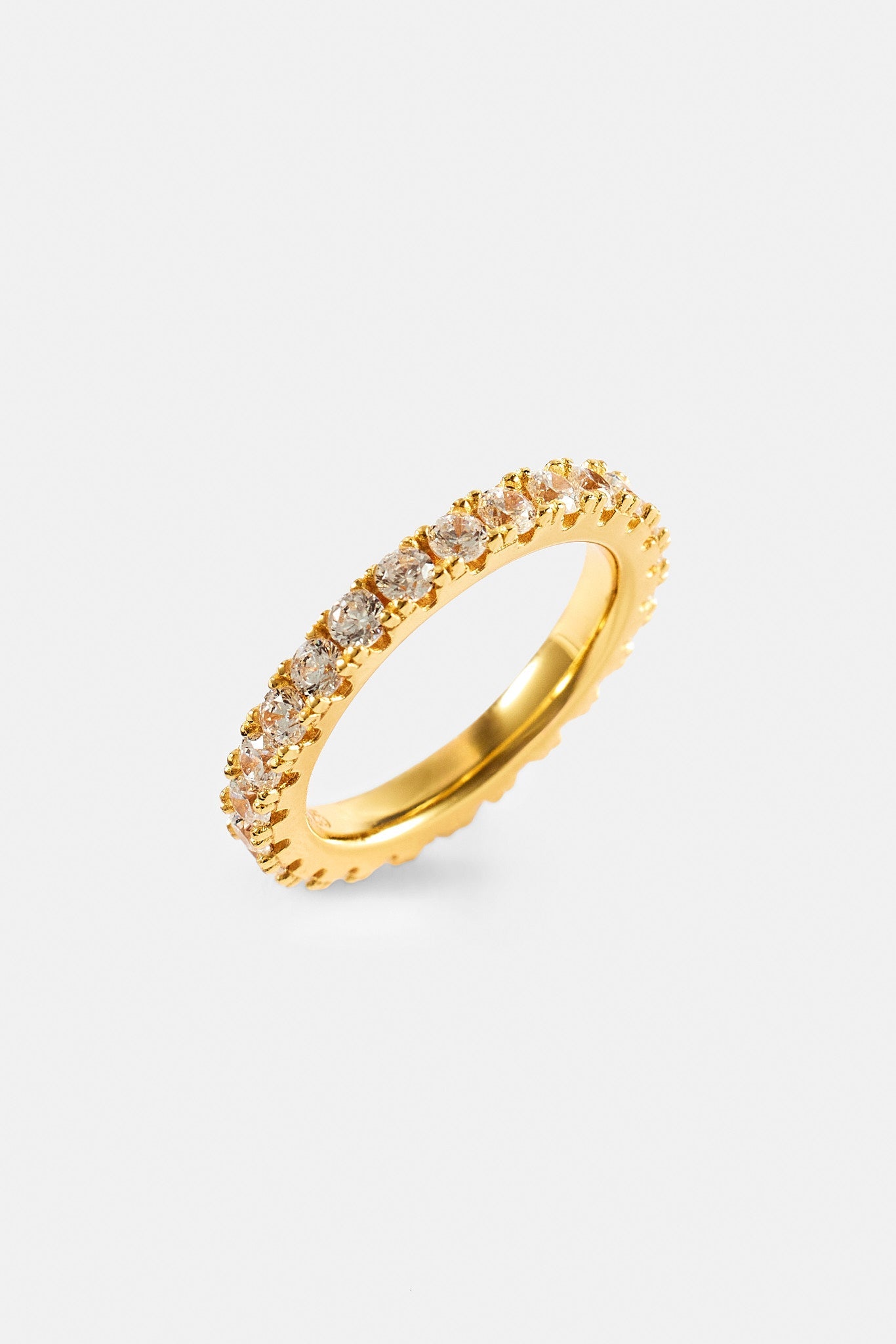 Iced Tennis Ring - 3mm - Gold