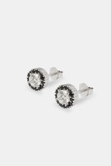 Black CZ Cluster Round Stud Earrings