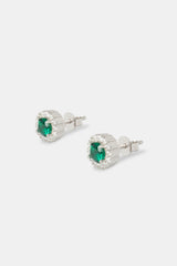 Green Centre Cluster Stud Earrings - 8mm