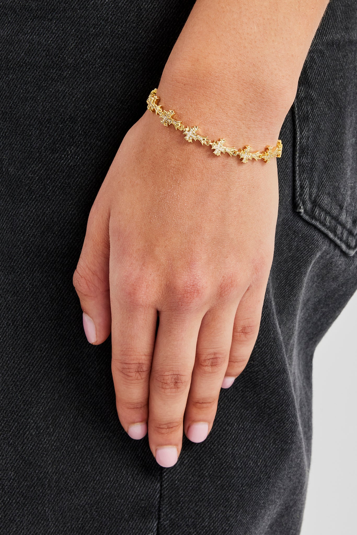 Double Cross Bracelet - 6mm - Gold