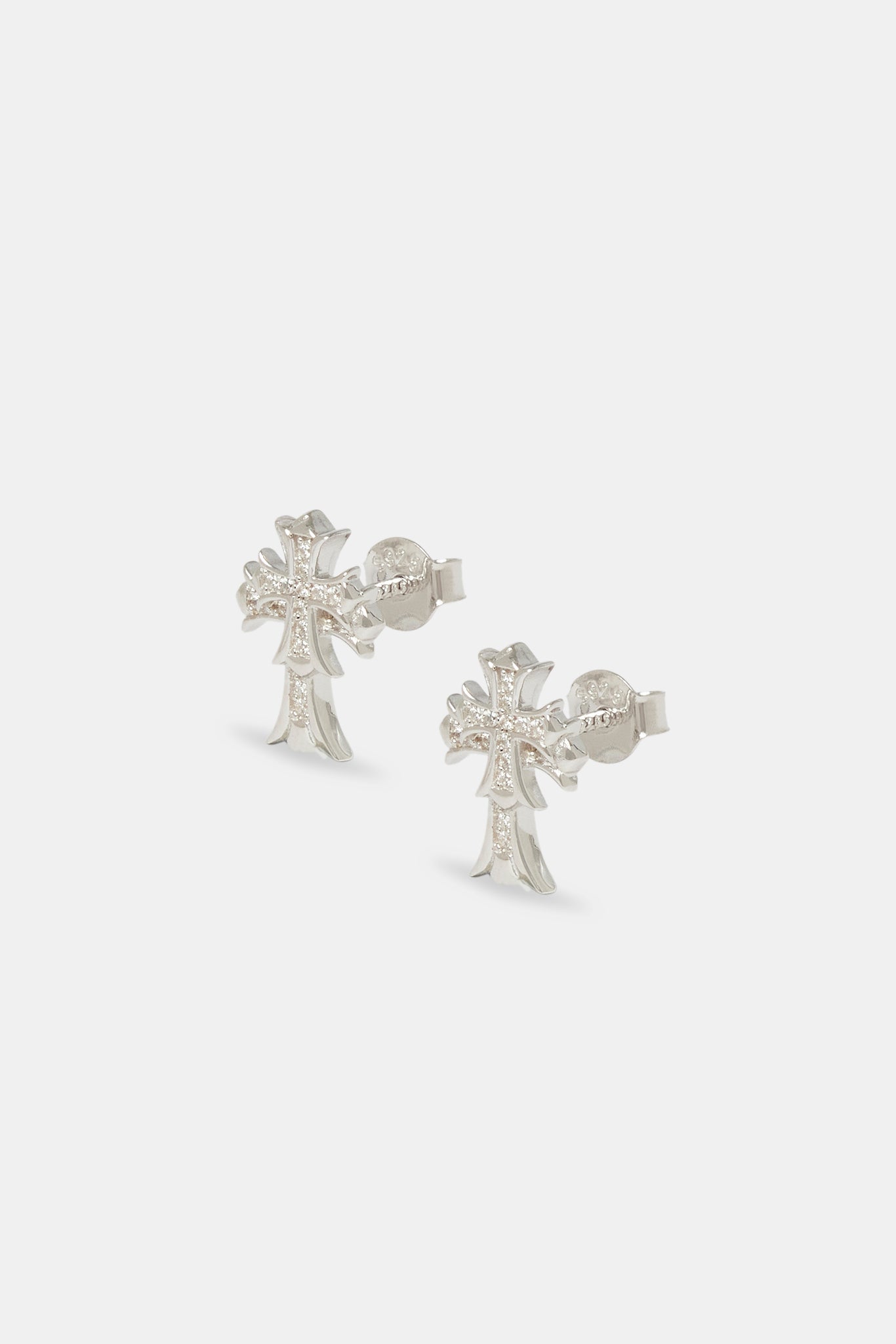 14mm Double Cross Stud Earrings - White