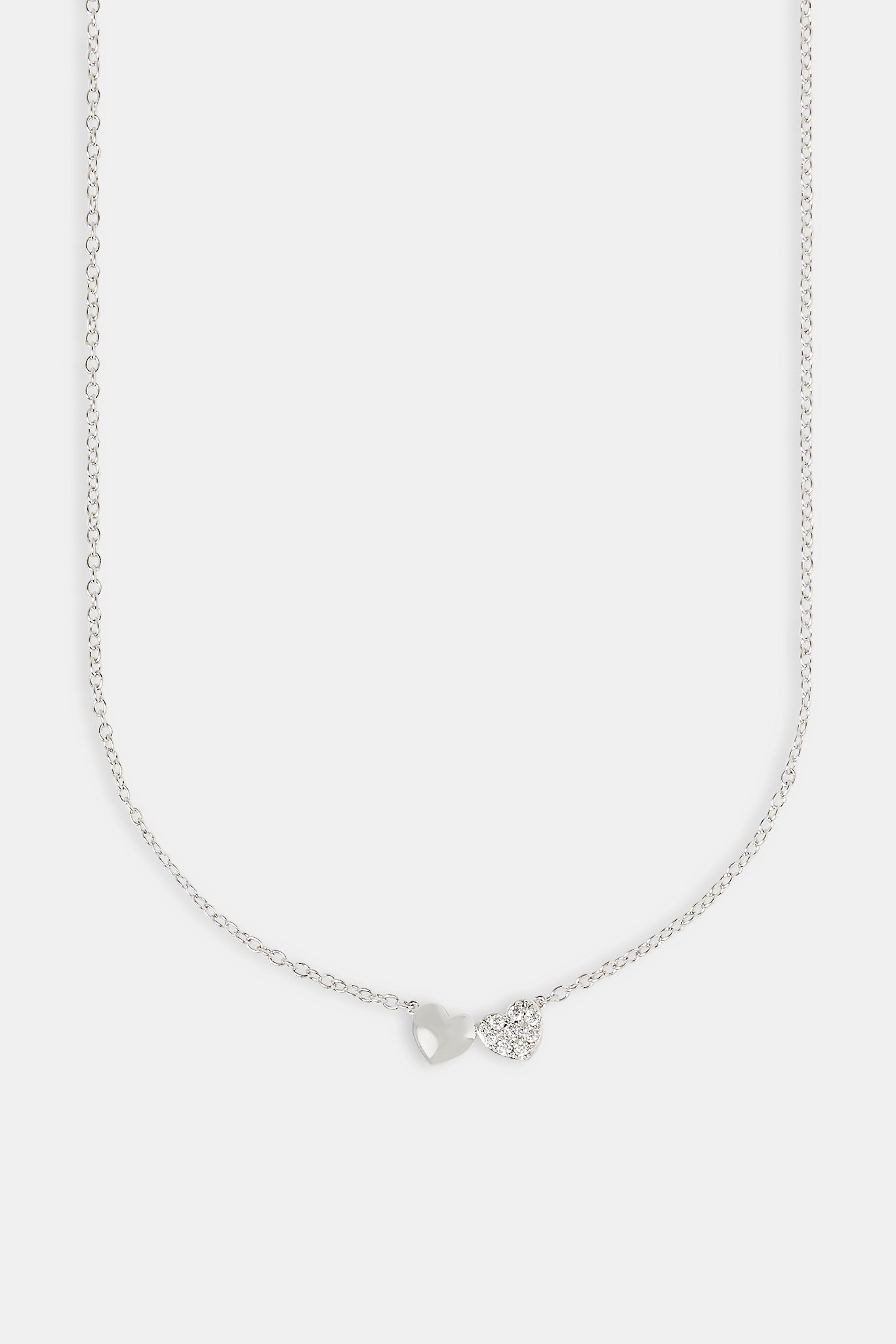 Double Heart Necklace - 8mm - White