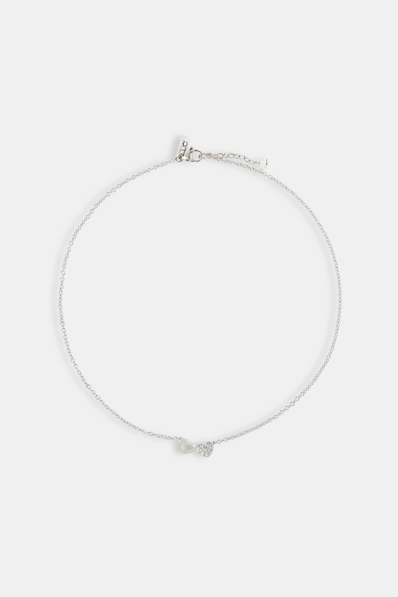 Double Heart Necklace - 8mm - White