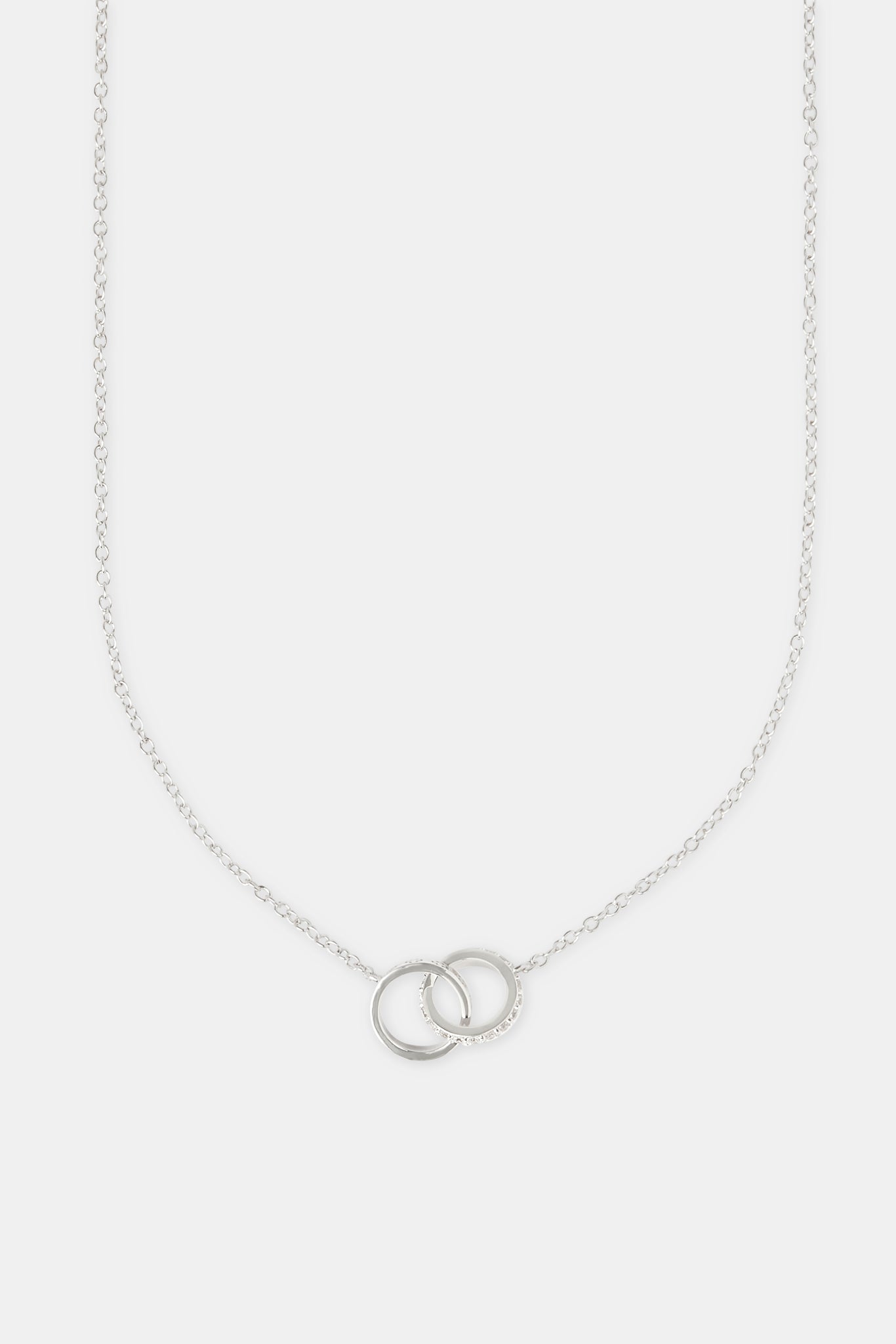 Double Polished and Iced Ring Necklace - 14mm - White