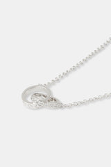 Double Polished and Iced Ring Necklace - 14mm - White