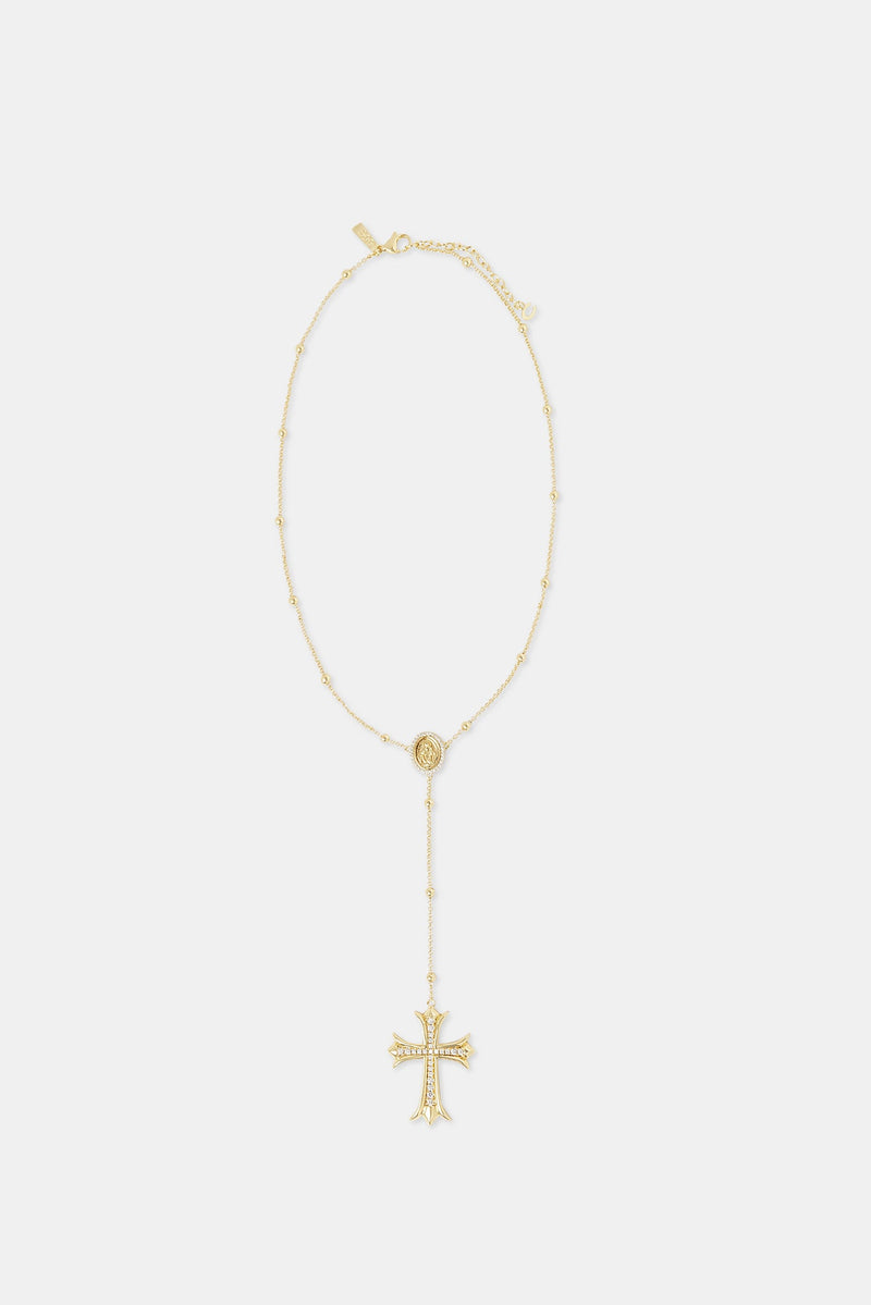 Drop Pendant Cross Necklace - 40mm - Gold