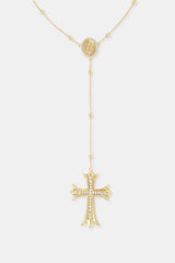 Drop Pendant Cross Necklace - 40mm - Gold