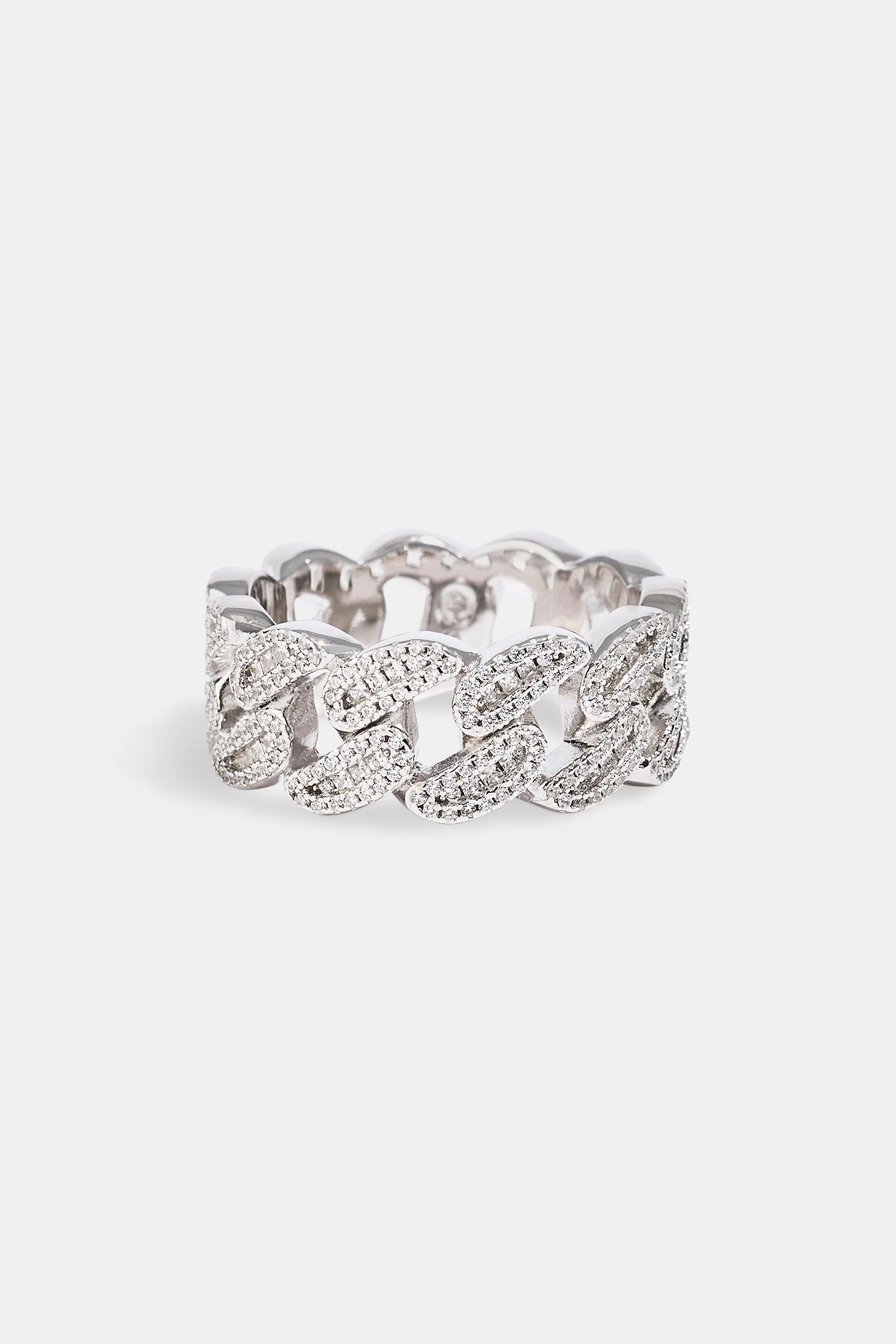 Iced Paisley Cuban Ring - 10mm - White