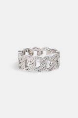 Iced Paisley Cuban Ring - 10mm - White