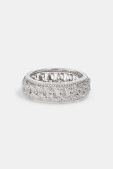 Iced Cuban Band Ring - 8mm - White