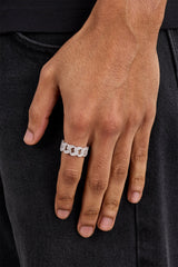 Iced Paisley Cuban Ring - 10mm - White