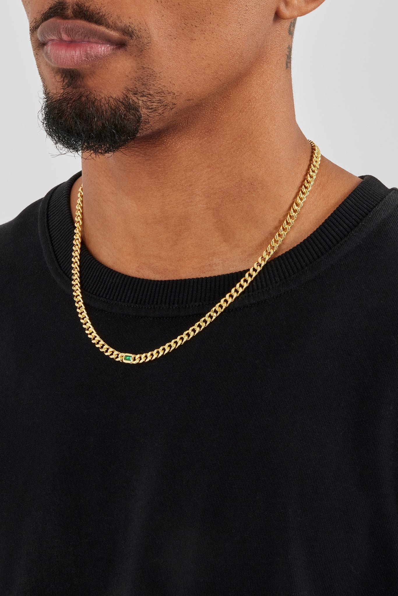 Iced Green Gemstone Cuban Chain - 3mm