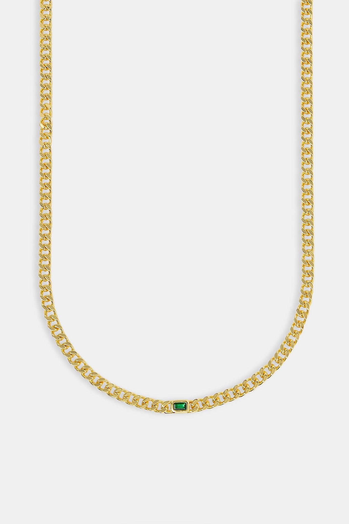 Iced Green Gemstone Cuban Chain - 3mm