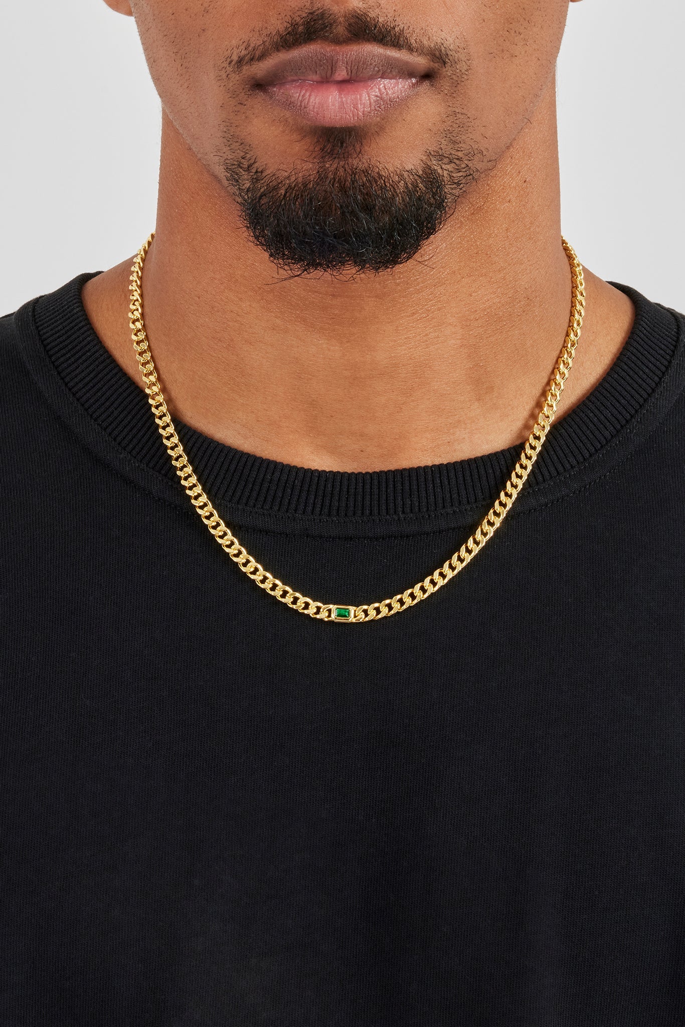 Iced Green Gemstone Cuban Chain - 3mm