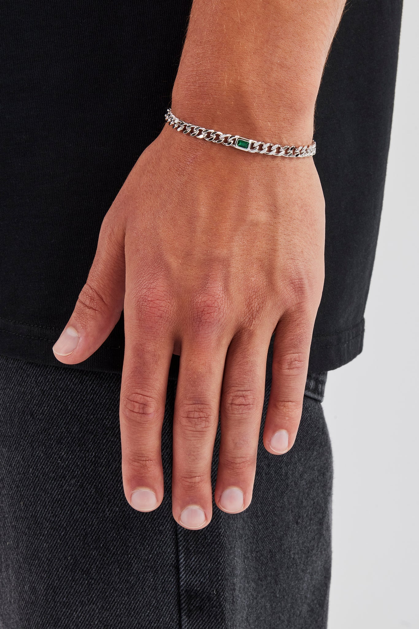 Iced Green Gemstone Cuban Bracelet - 3mm