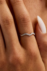 Iced Asymmetric Tennis Ring - 2mm - White Gold