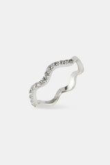 Iced Asymmetric Tennis Ring - 2mm - White Gold