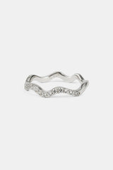 Iced Asymmetric Tennis Ring - 2mm - White Gold