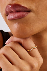 Iced Asymmetric Tennis Ring - 2mm - Gold