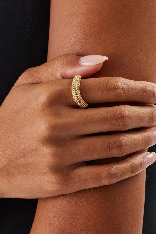 Iced Asymmetrical Band Ring - 5mm