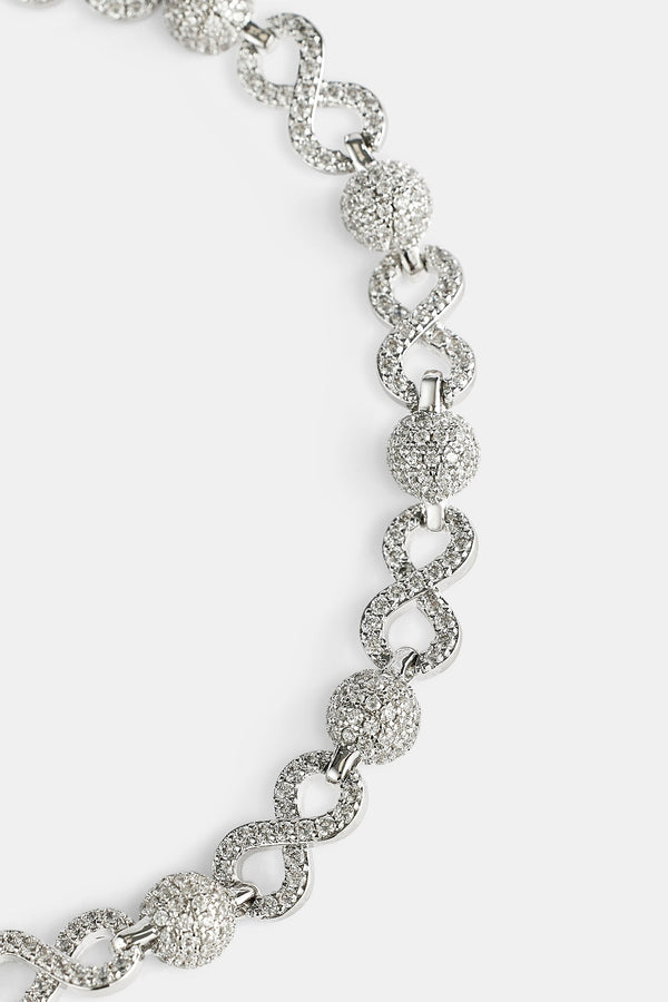 Iced Ball & Infinity Link Bracelet - 6mm