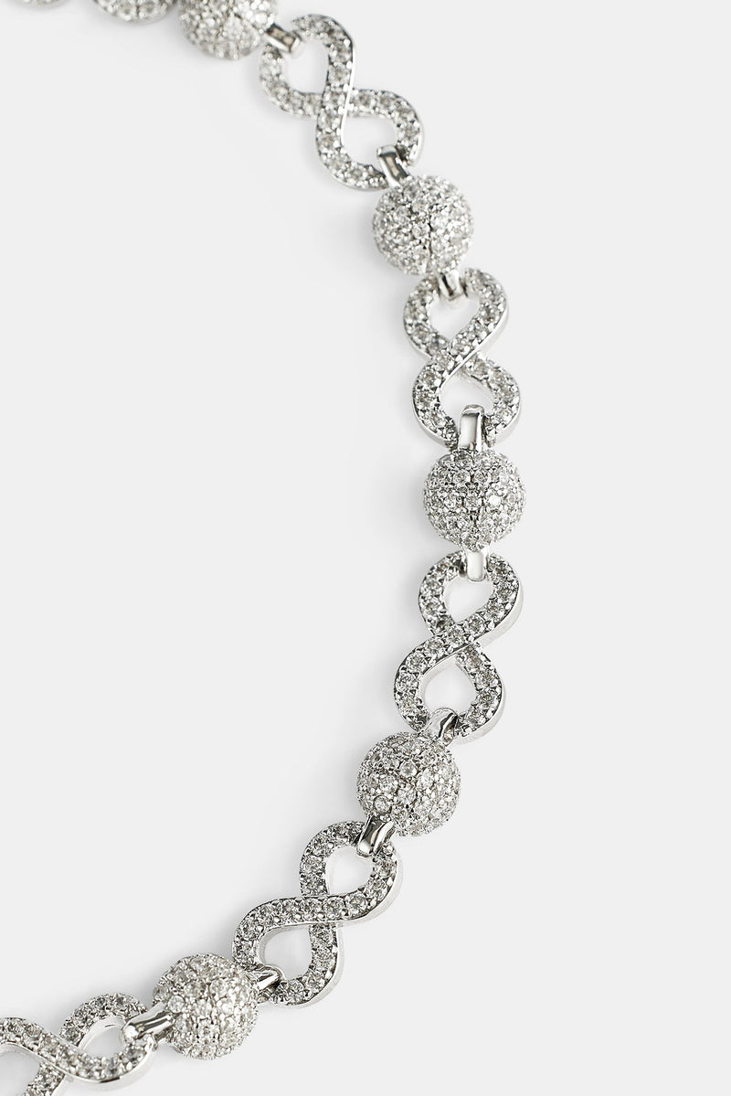 Iced Ball & Infinity Link Bracelet - 6mm