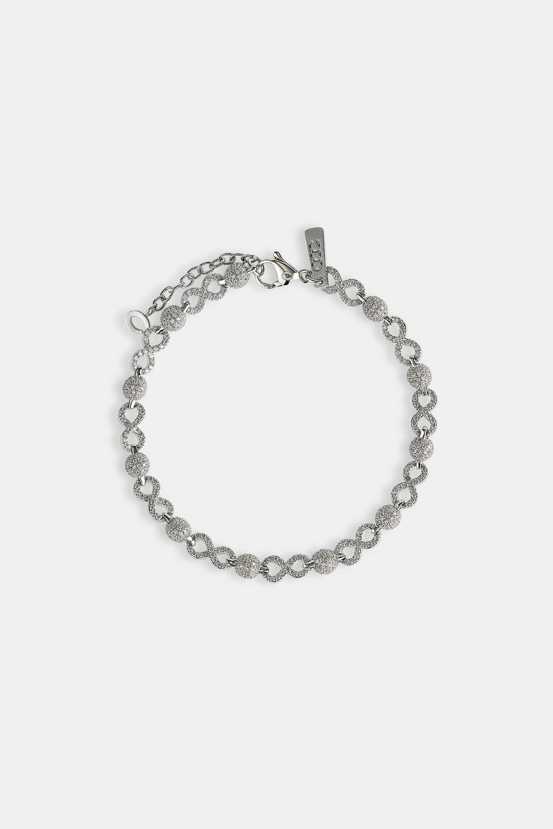 Iced Ball & Infinity Link Bracelet - 6mm