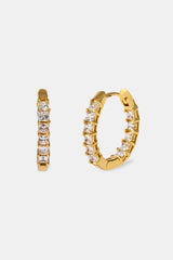 Iced Baguette Hoop Earrings - 20mm - Gold
