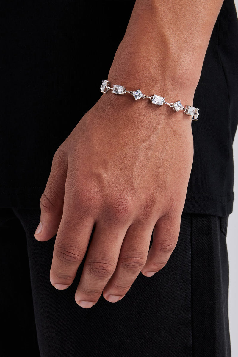 Iced Baguette & Square Stone Bracelet - 8mm