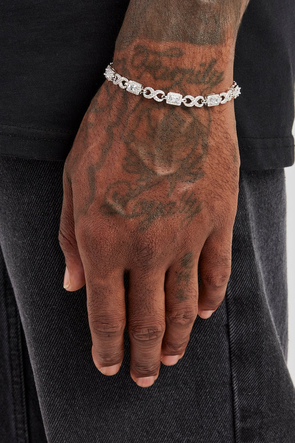 Iced Clear Baguette Stone Infinity Link Bracelet - 6mm