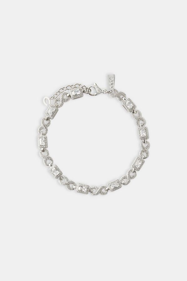 Iced Clear Baguette Stone Infinity Link Bracelet - 6mm