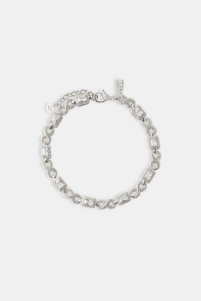 Iced Clear Baguette Stone Infinity Link Bracelet - 6mm