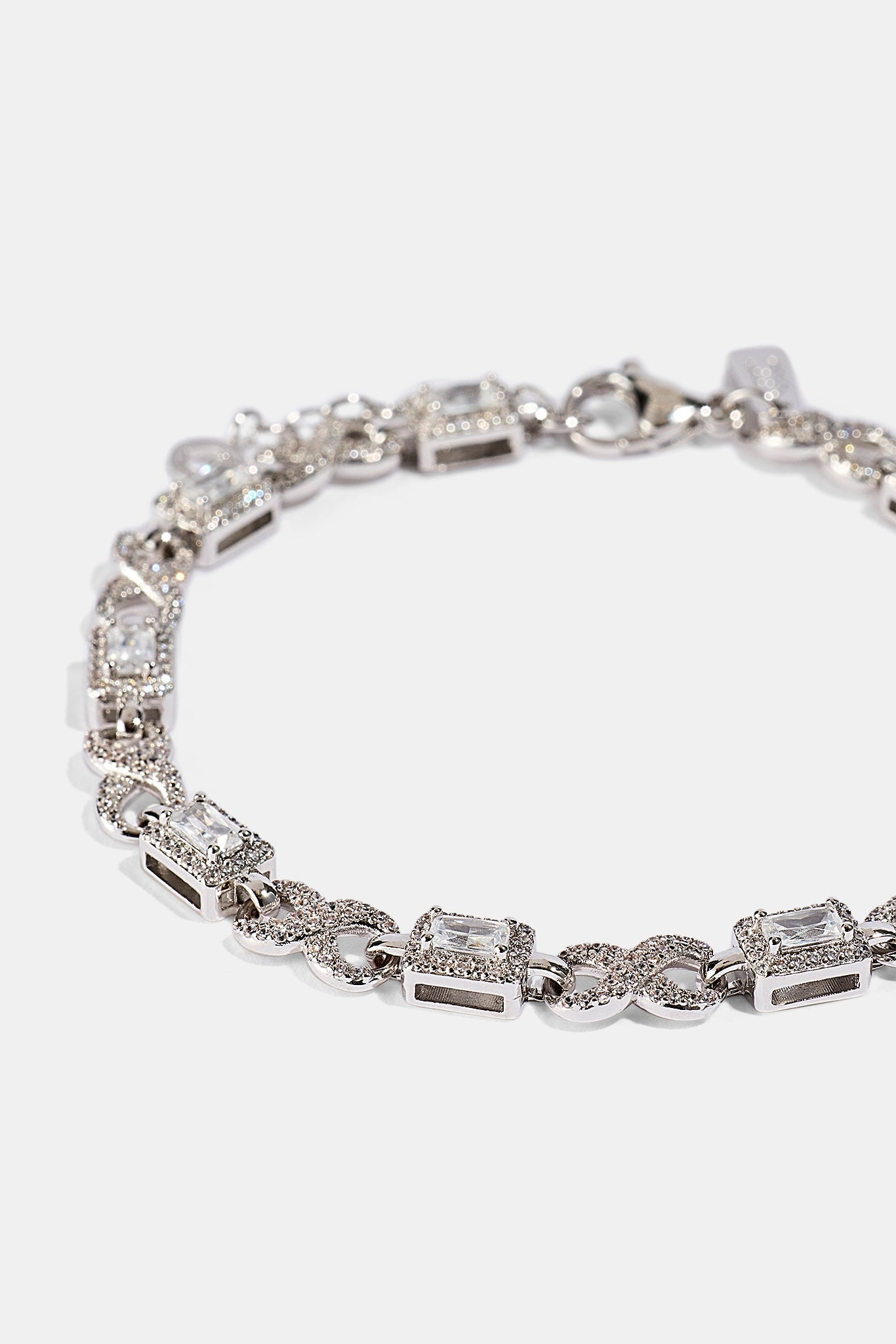 Iced Clear Baguette Stone Infinity Link Bracelet - 6mm