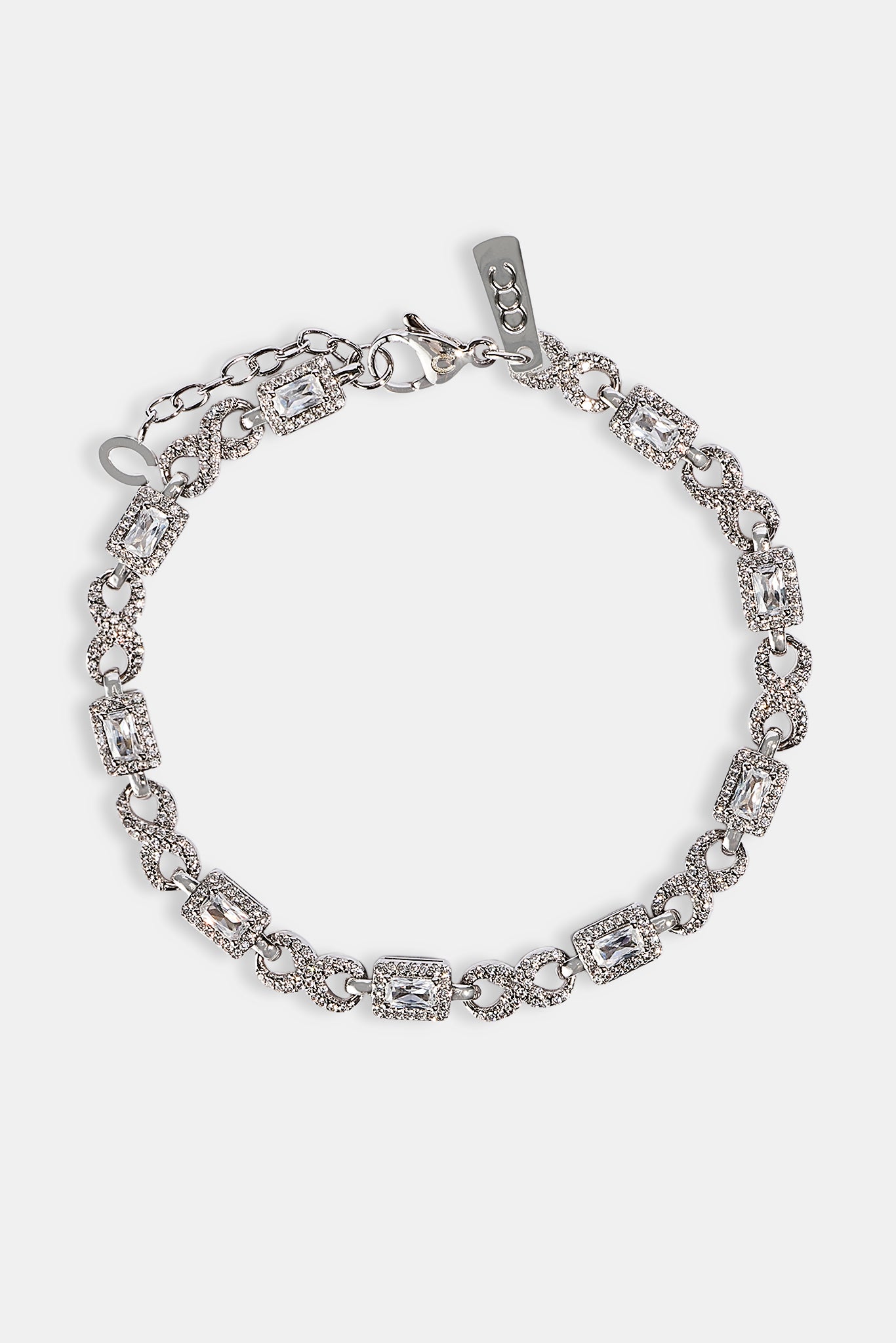 Iced Clear Baguette Stone Infinity Link Bracelet - 6mm